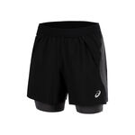 ASICS Kleding ASICS Road 2in1 5in Hardloopshorts Heren-Zwart,Donkergrijs