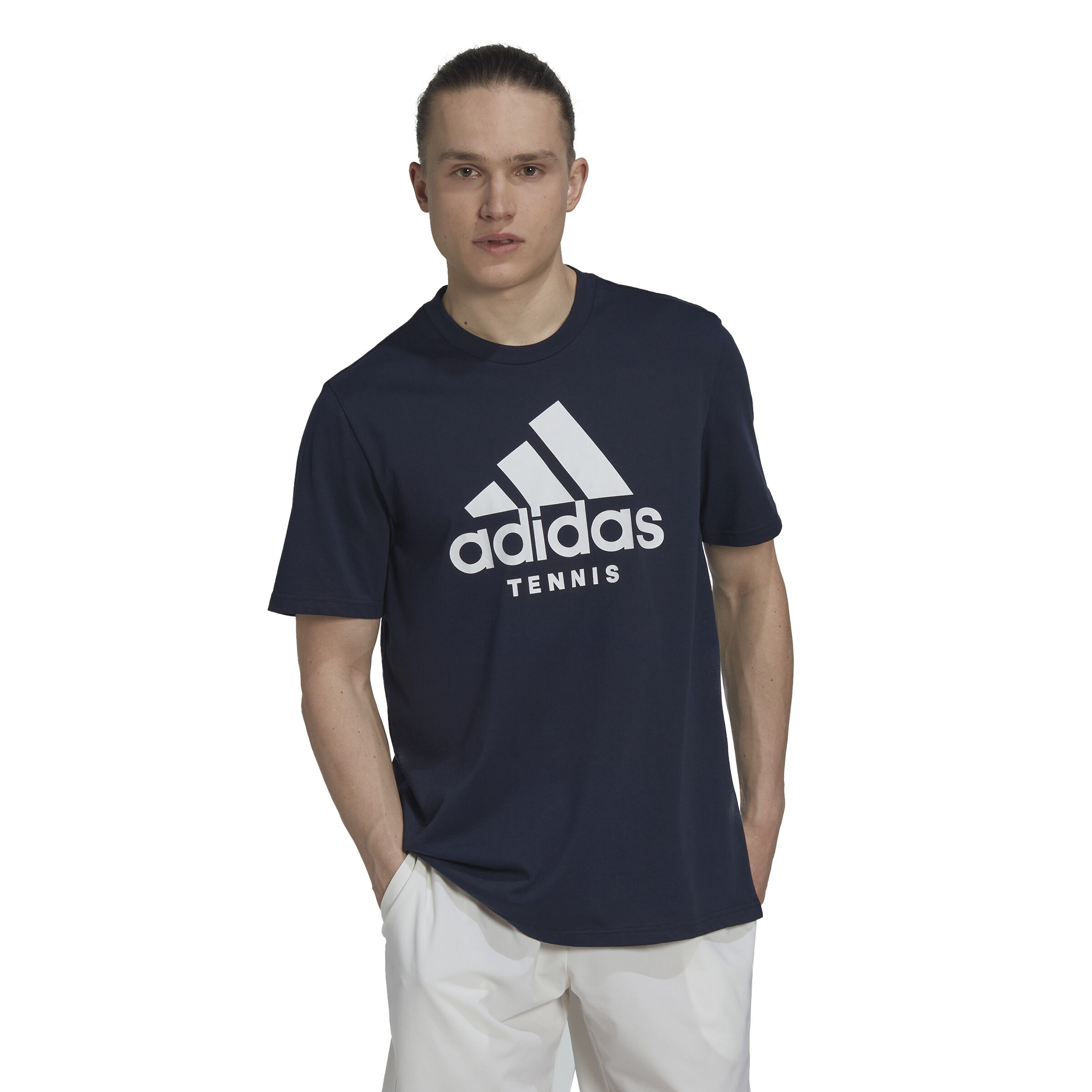 Logo T shirt Heren Donkerblauw Wit