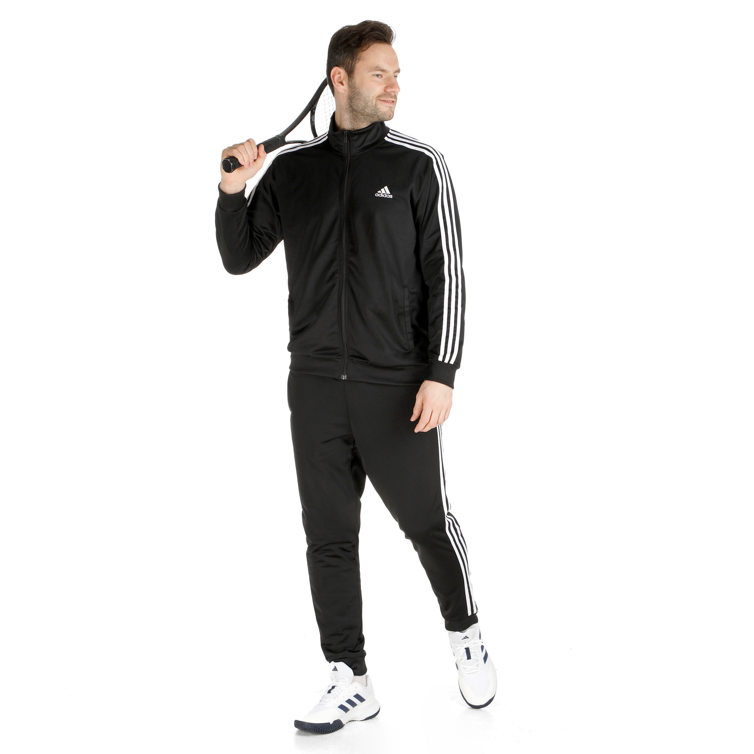 Buy adidas Sportswear Basic 3 Stripes Tricot Trainingspak Heren Zwart Wit online Tennis Point NL